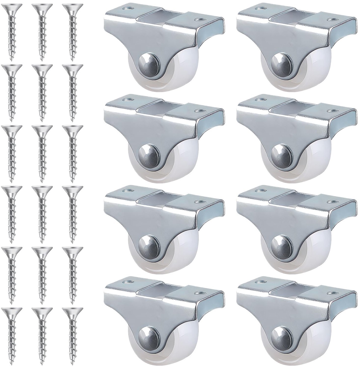 Set van 8 Mini Rubberwielen voor Meubels - 25 mm