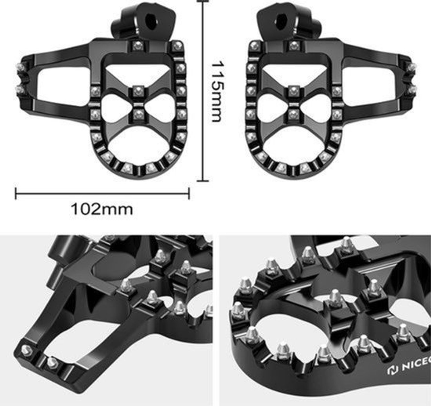 Motorfiets Voetsteunen Zwart - 6061 Gesmeed Aluminium - Antislip Tanden - Voor Yamaha YZ 65 125 250 450 - Extender Foot Pegs