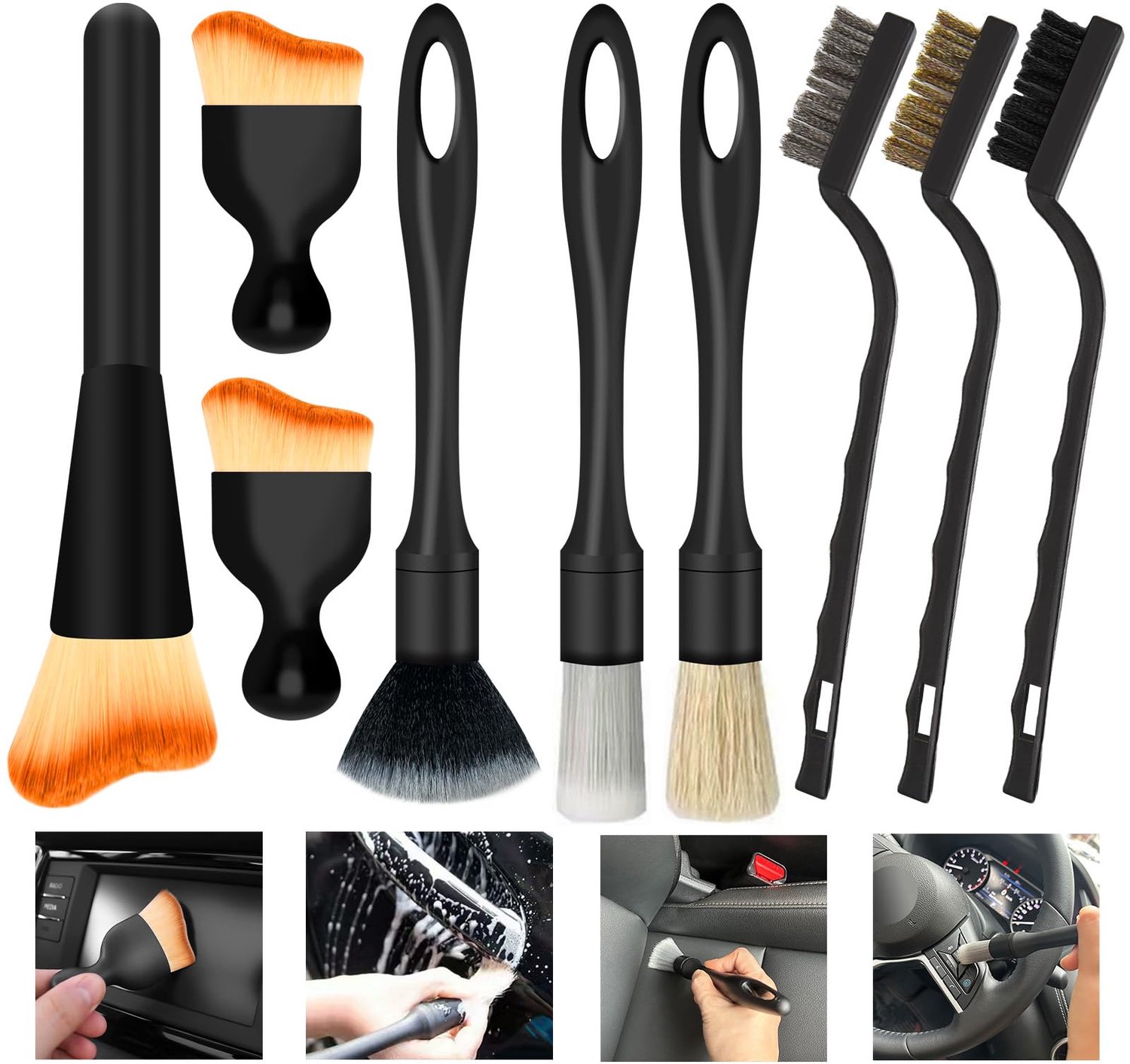 9 Stuks Auto Detailborstel Set voor Professionele Reiniging