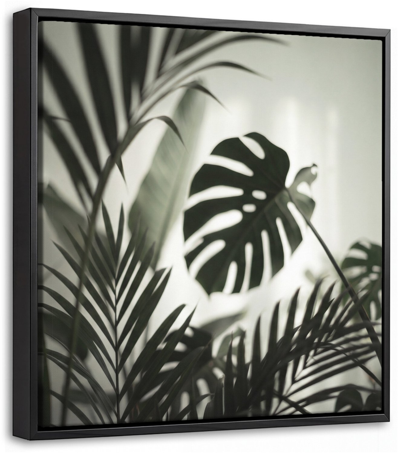 Canvas Schilderij met Baklijst - Planten - Bladeren - Natuur - Minimalistisch - Groen