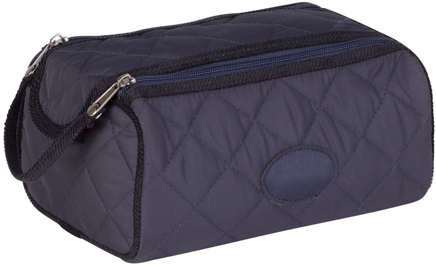 Handgemaakte Vintage Reistas in Navy met Rode Accenten