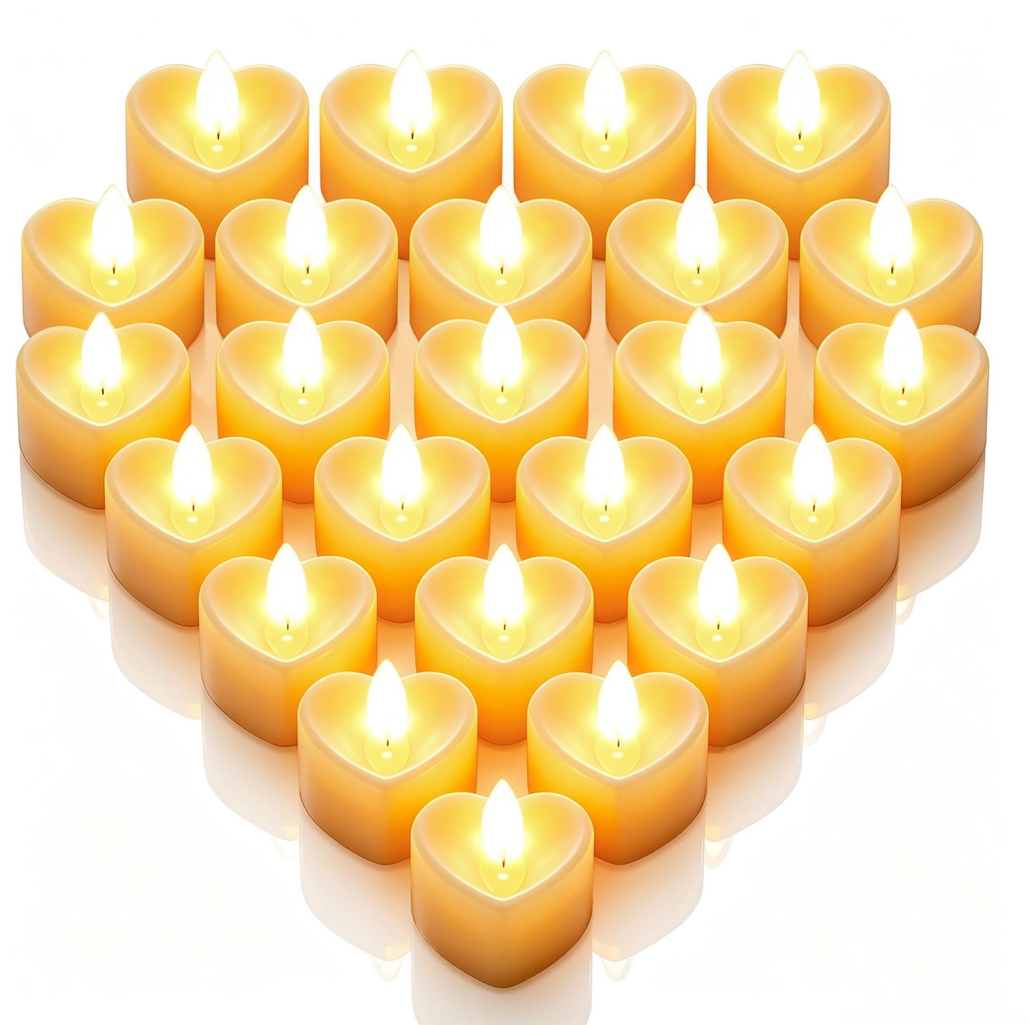 LED Theelichten in Hartvorm, 24 Stuks