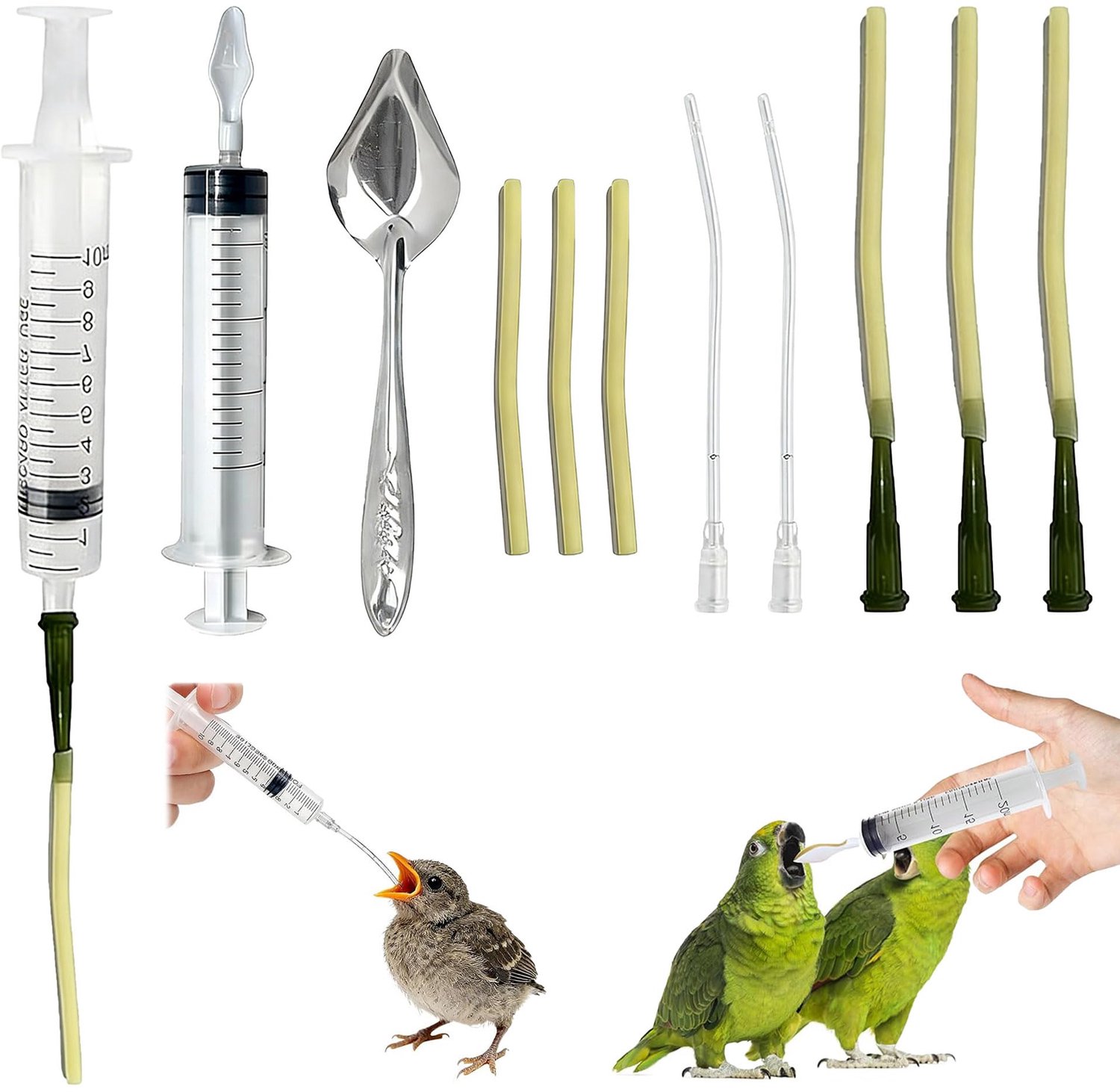 Set van 13 Vogelvoeder Spuiten met Slang voor Babyvogels en Papegaaien