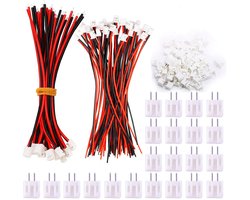 PH 2.0 2-pins stekkers - 50 paar met kabels - 10 cm lang - Siliconen draden - Voor hobbyprojecten - Geschikt voor elektronica