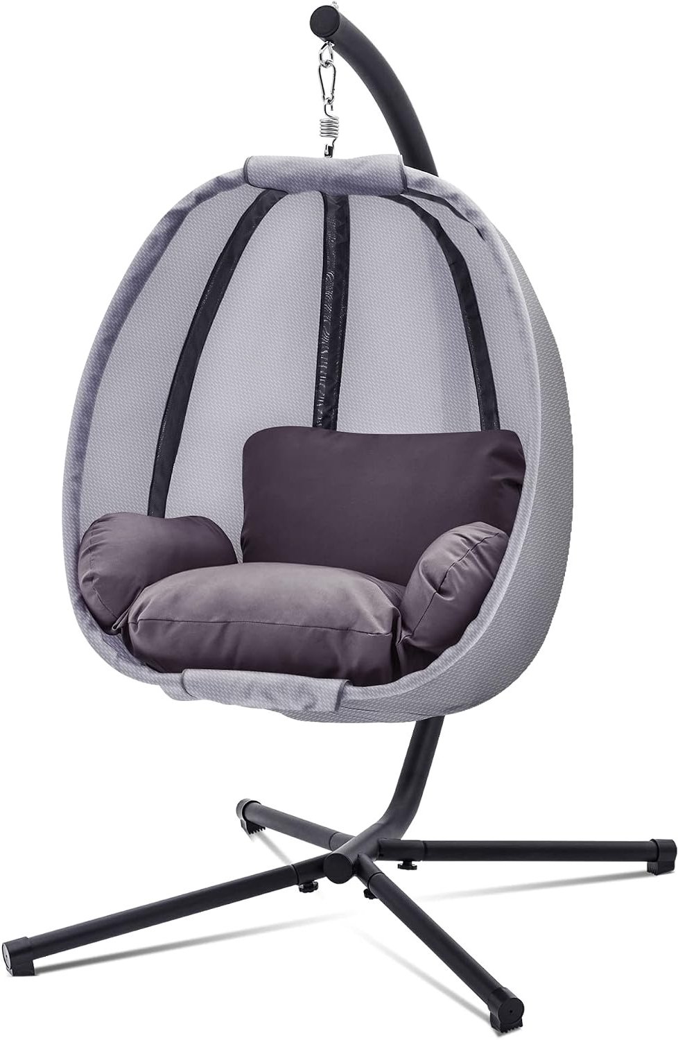 Vantivo® Egg Hangstoel - Hangstoel met Standaard - Chair voor Binnen en Buiten - Grijs