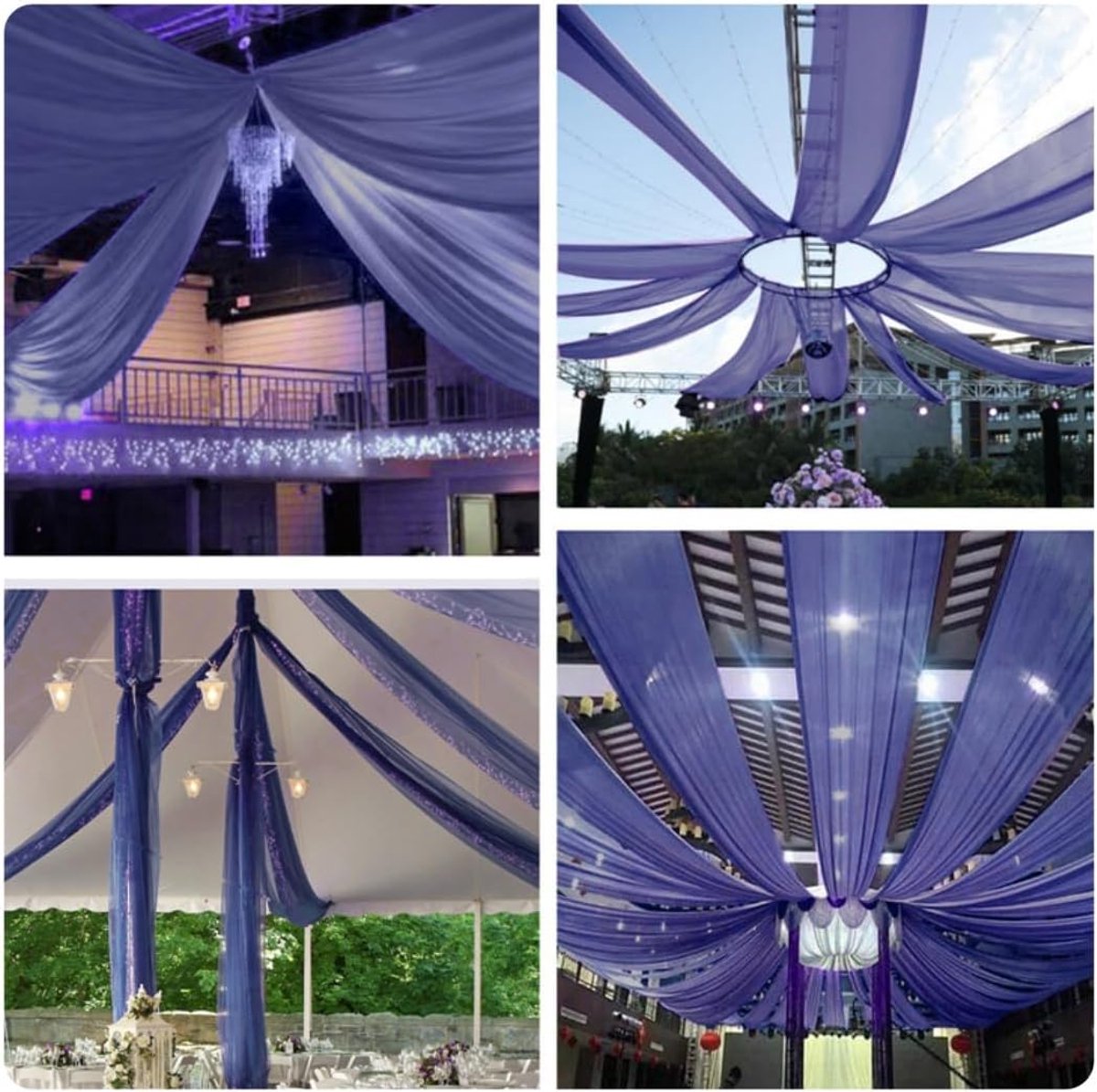 Plafondgordijnen voor bruiloften, bruiloftsboog, tule, stoffen voor drapering, bruiloft achtergrond, gordijnen, tule voor ruimtedecoratie voor feest, ceremonie, podium, bruiloft, hemel, bed