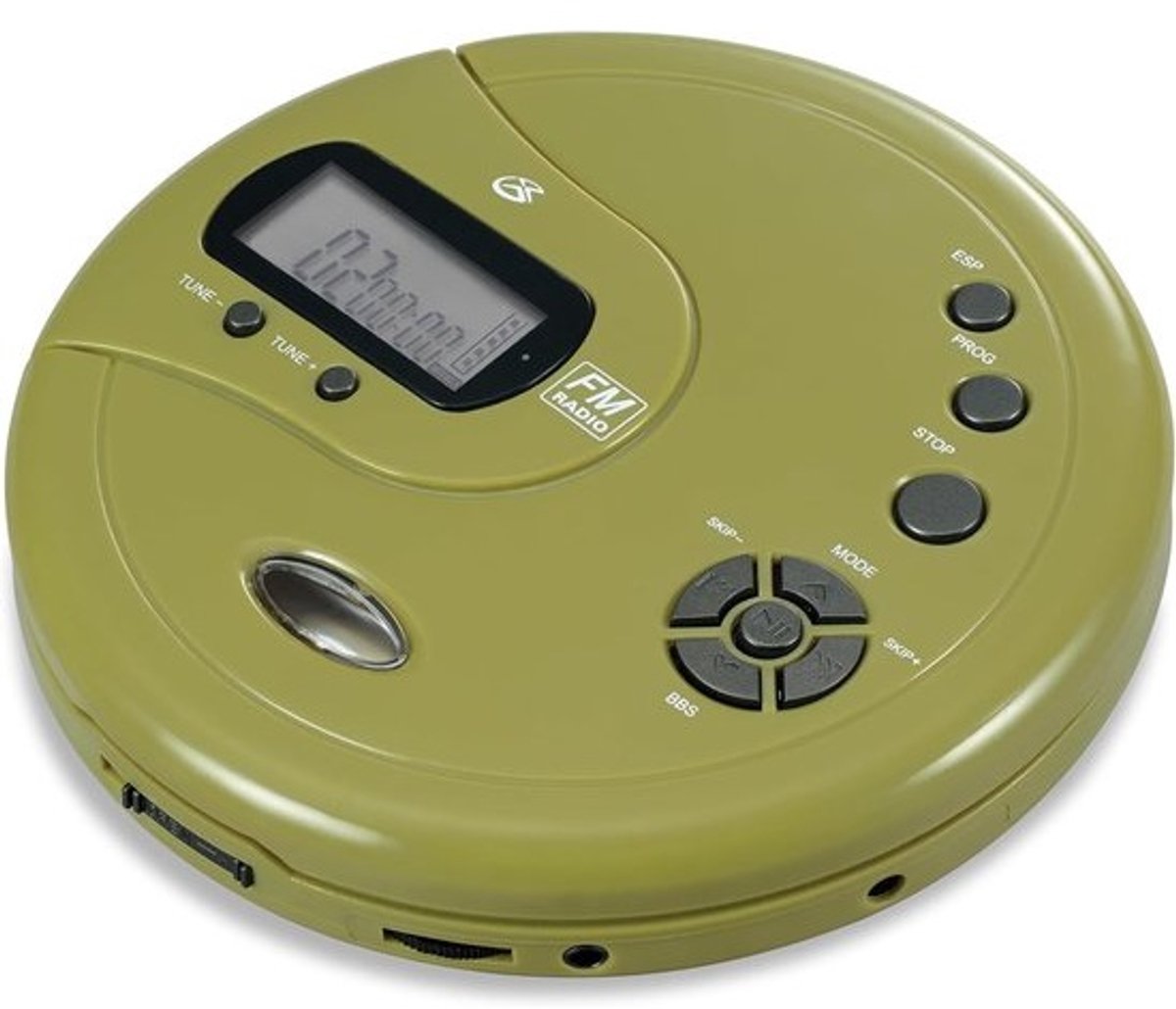 GPX PC332B Draagbare CD-speler met Anti-Skip Protection, FM Radio en Stereo Oordopjes (Groene Olijf)