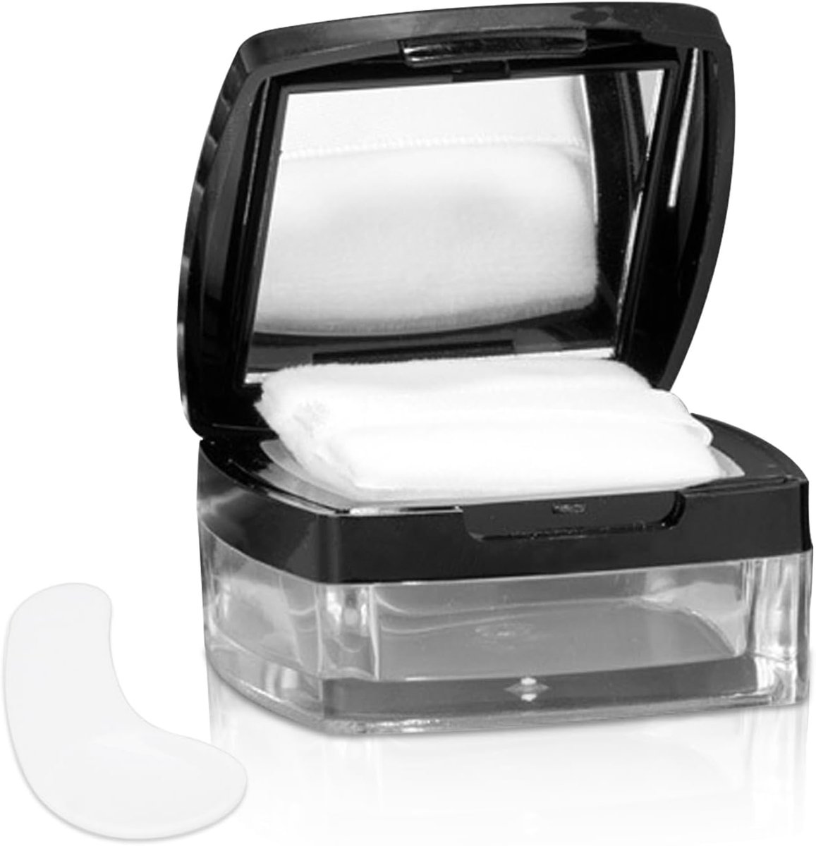 Poederdoos, afzonderlijk hervulbare opbergdooscontainer met poederdons voor make-up los poeder (zwart)