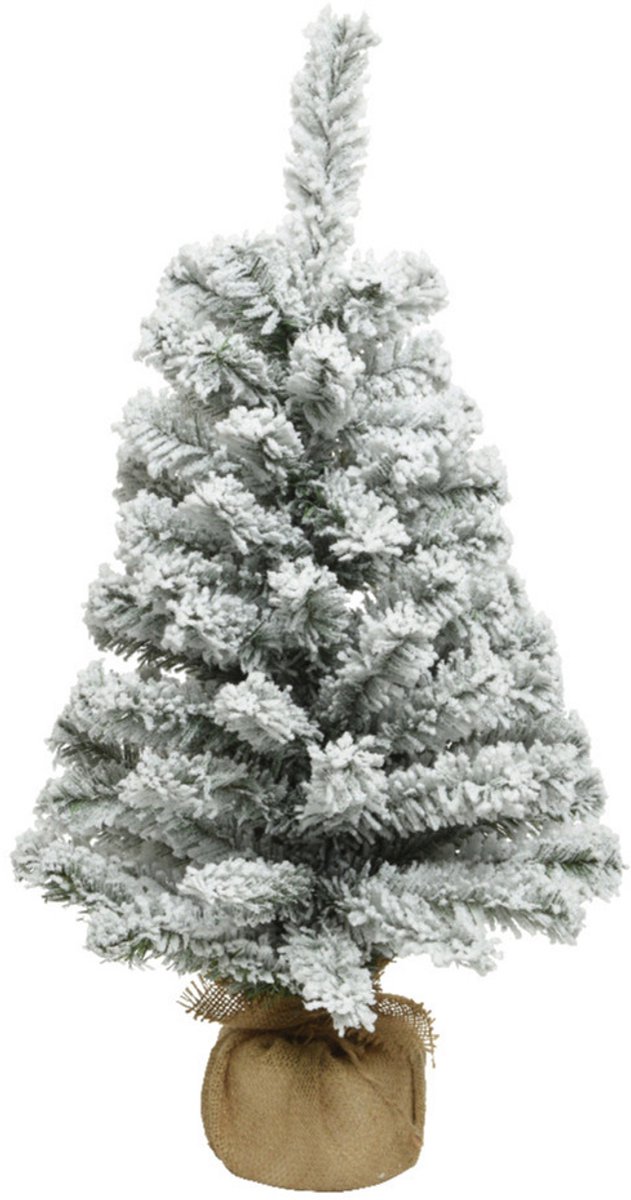 Besneeuwde kunstboom - 75 cm - met witte slinger - kunst kerstboom – foto 2