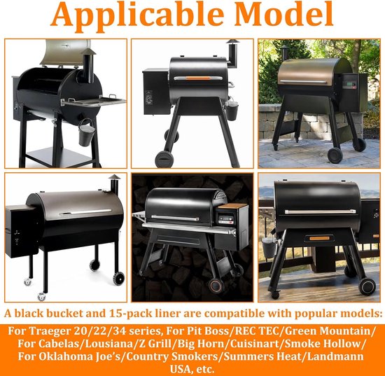 Set met 15 Tin Liners Roestbestendig Ijzer Legering Druppel Vet Blikken Liners Vervanging Druppel Vet Emmer Liners Compatibel voor Traeger 20/22/34 Serie 15x14,3cm — afbeelding 3