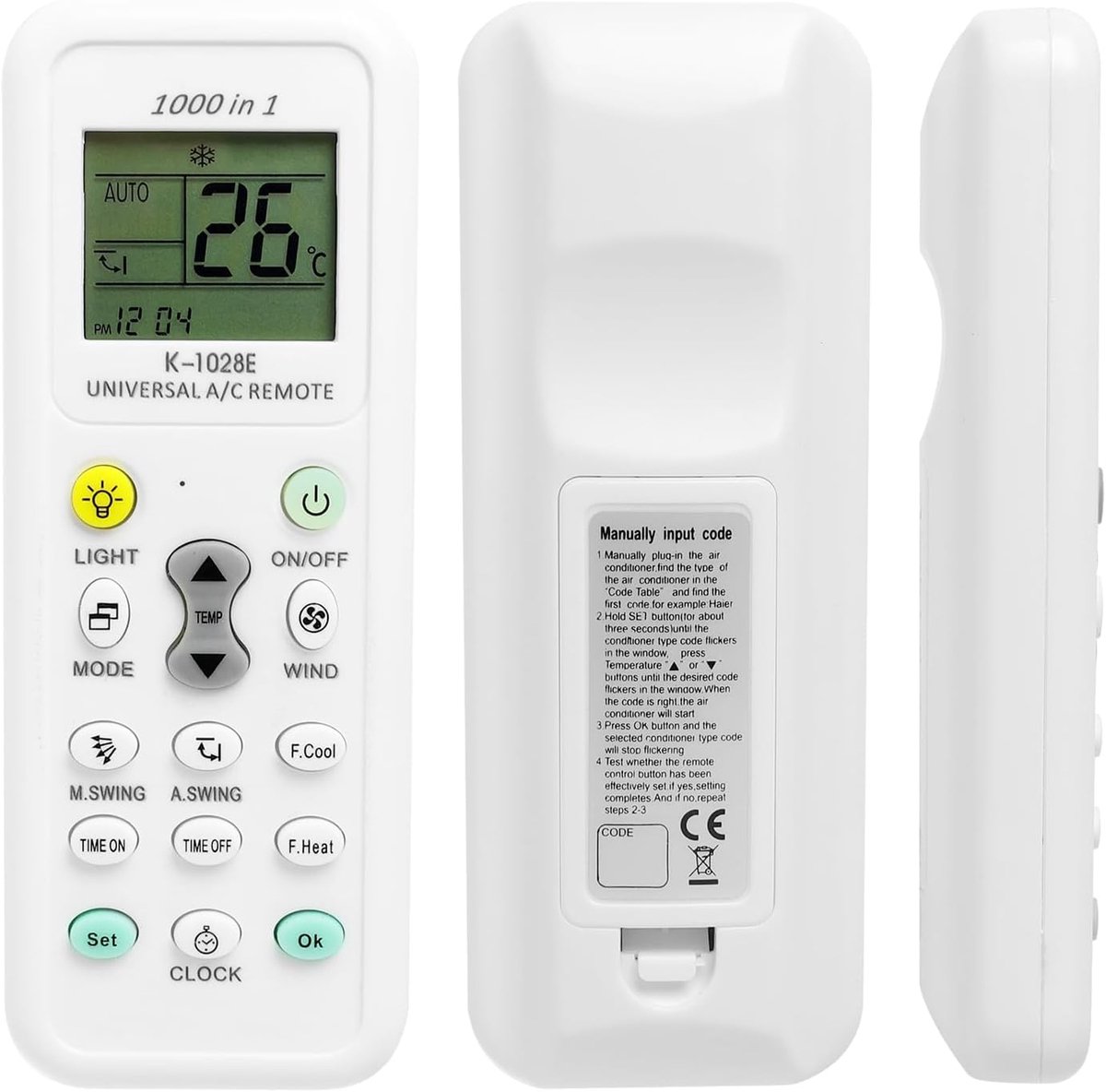 Afstandsbediening voor LG, Gree, Midea, Toshiba, Haier, Daikin, Hitachi, Sharp, Samsung, Sanyo, Hisense en meer dan 1000 merken, universele airconditioner afstandsbediening