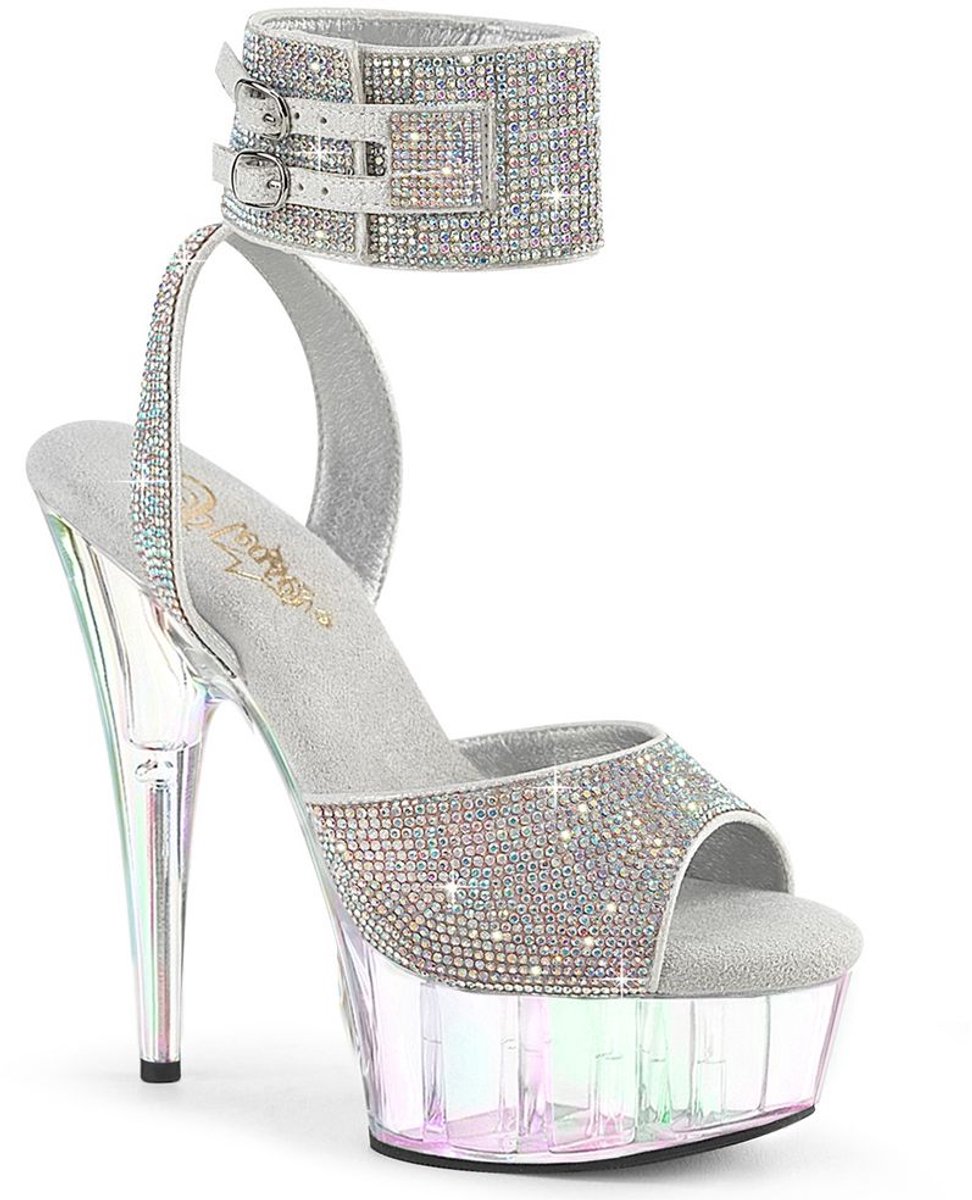 Pleaser - DELIGHT691HTRS Sandaal met enkelband - US 7 - 37 Shoes - Zilverkleurig