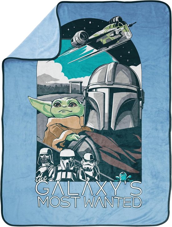 Franco Kids Star Wars pluche deken - 130 x 150 cm, zachte en comfortabele fleece deken voor slaapkamer en bank, officieel gelicentieerd product, blauw Franco Kids Star Wars pluche deken - 130 x 150 cm, zachte en comfortabele fleece deken voor slaapkamer en bank, officieel gelicentieerd product, blauw