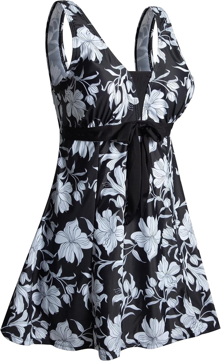 Badpak voor dames, uit 1 stuk, buikcontrole, figuurvormend, grote maat, push-up, gevoerd, elegant