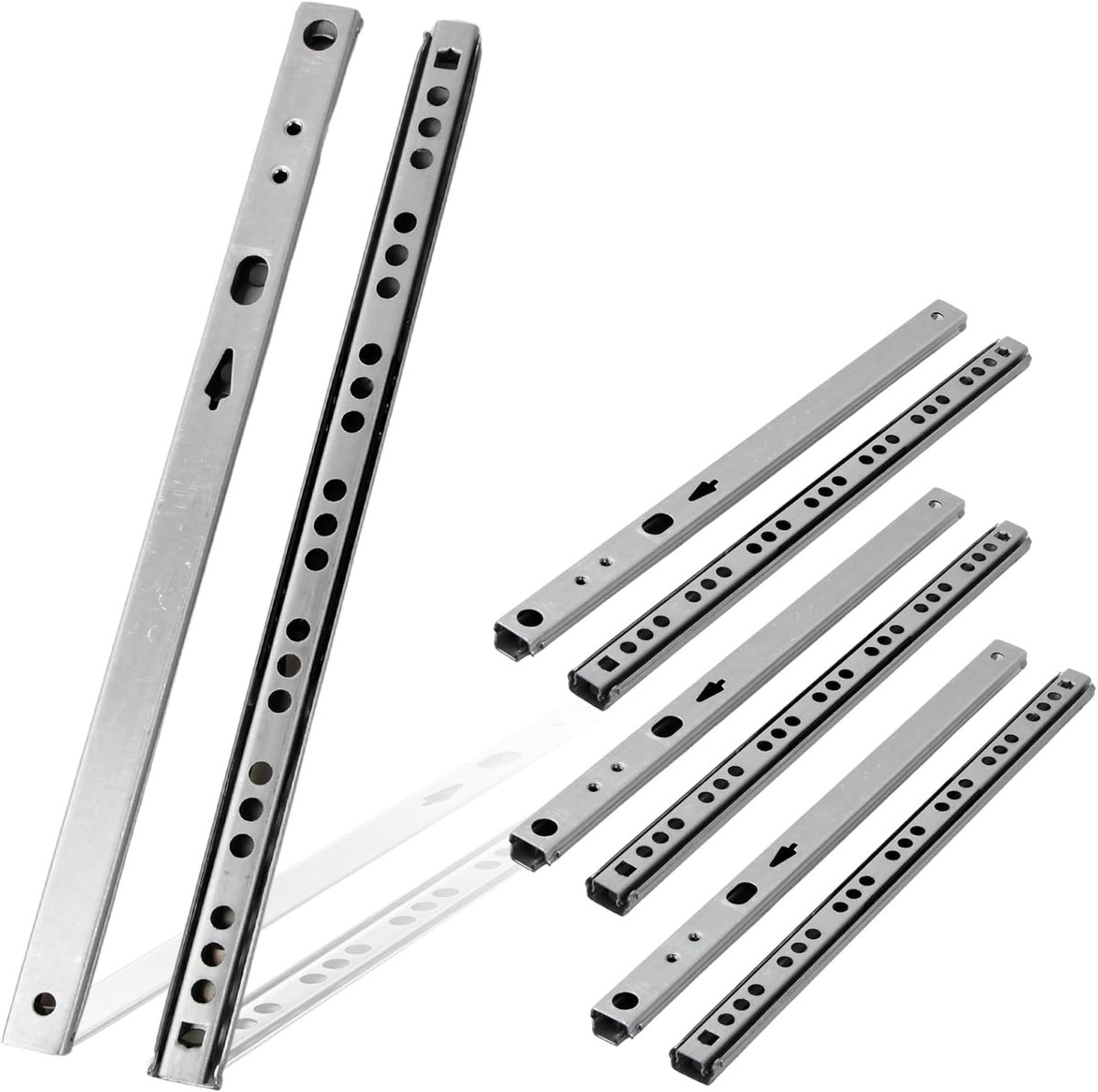 4 stuks laderails, 246 mm laderails, glijrails voor laden, rolgeleiders, ladegeleiding, verzinkt, geschikt voor laden