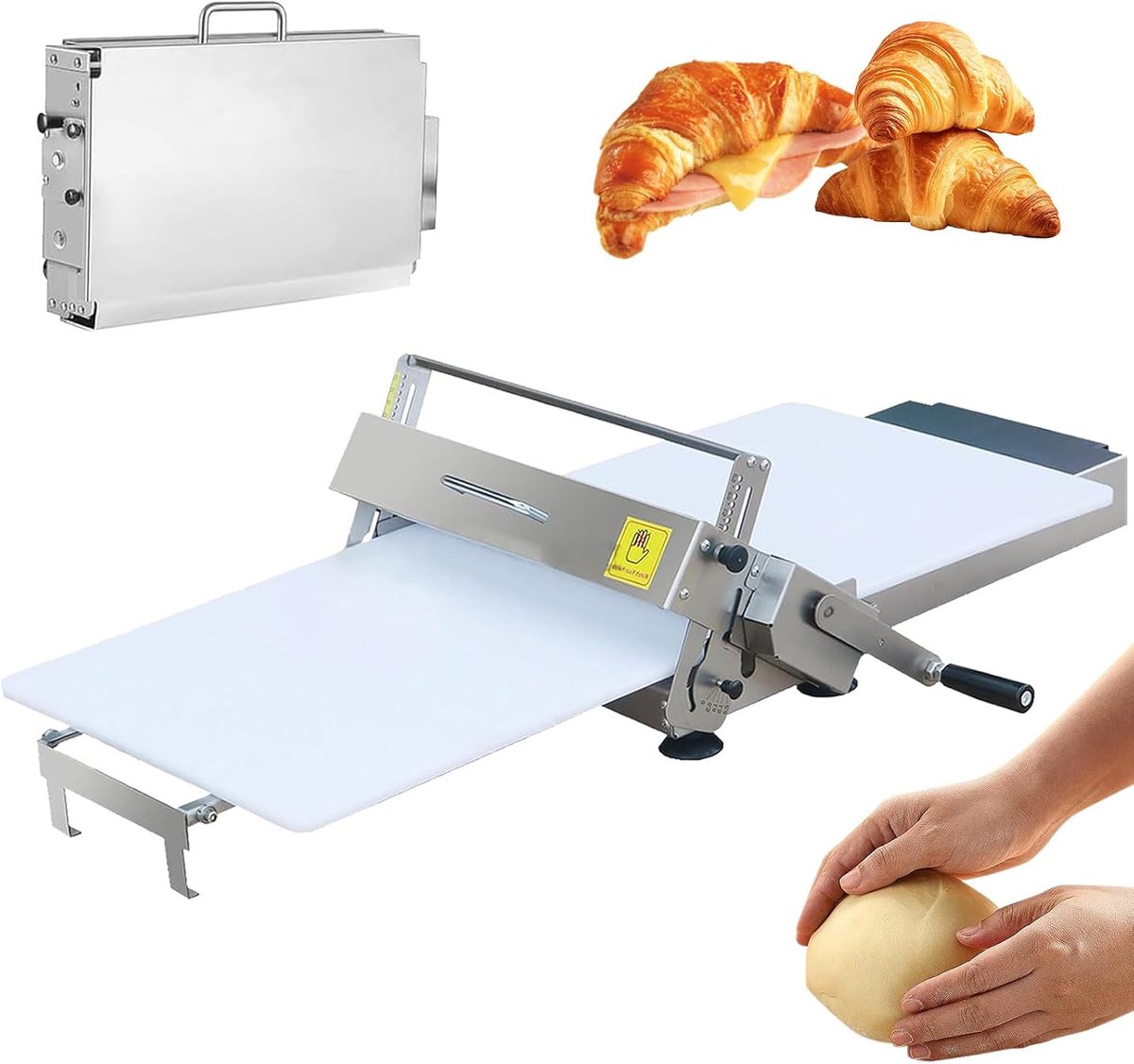 Deegroller voor pizza, croissants en gebak - roestvrijstalen deegroller, verstelbare dikte van 0-25 mm, voor thuisgebruik en bakkerijen 400-Model
