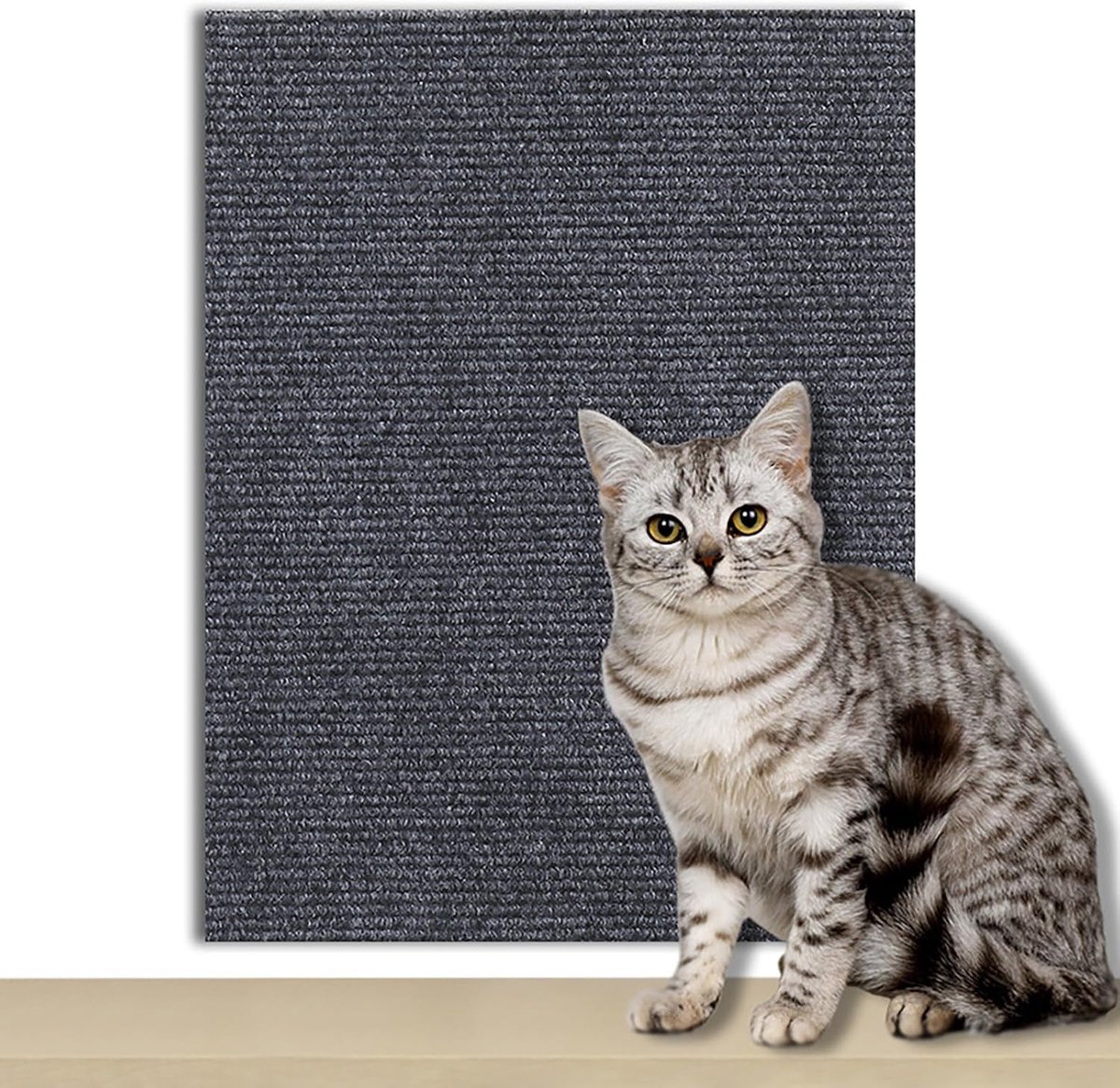 Krabmat, kat, 100 cm x 40 cm, krasbescherming, bank, kat, doe-het-zelf, trimbaar, kattenkrabmat, muur, kattentapijt voor meubels, bankbescherming, grijs 1