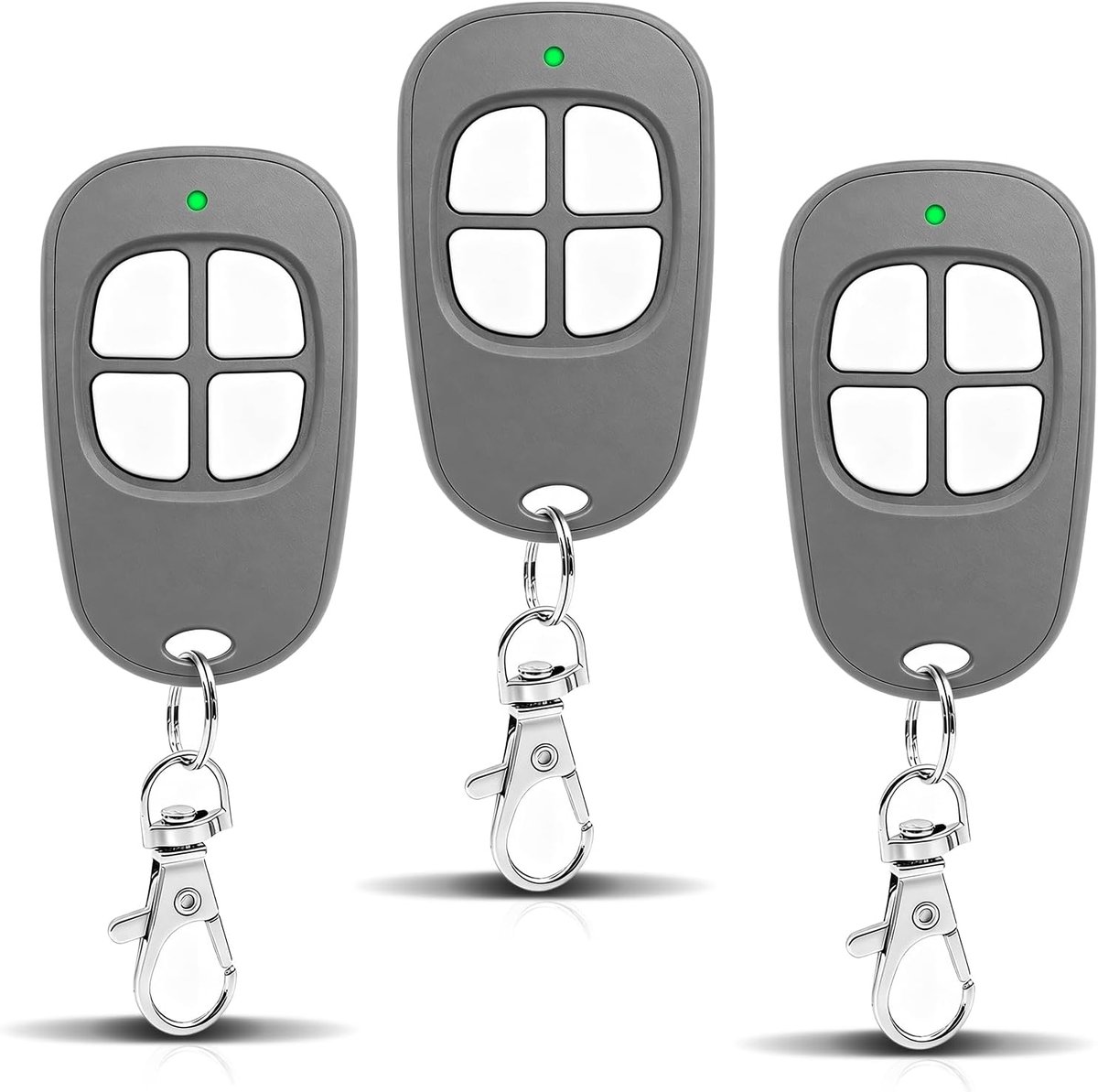 3 stuks AAM0049 afstandsbediening voor poort en garage, compatibel met SCS Sentinel, 433,92 MHz, 4 kanalen, geheime code draaiend en lang bereik, grijs