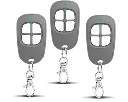 3 stuks AAM0049 afstandsbediening voor poort en garage, compatibel met SCS Sentinel, 433,92 MHz, 4 kanalen, geheime code draaiend en lang bereik, grijs