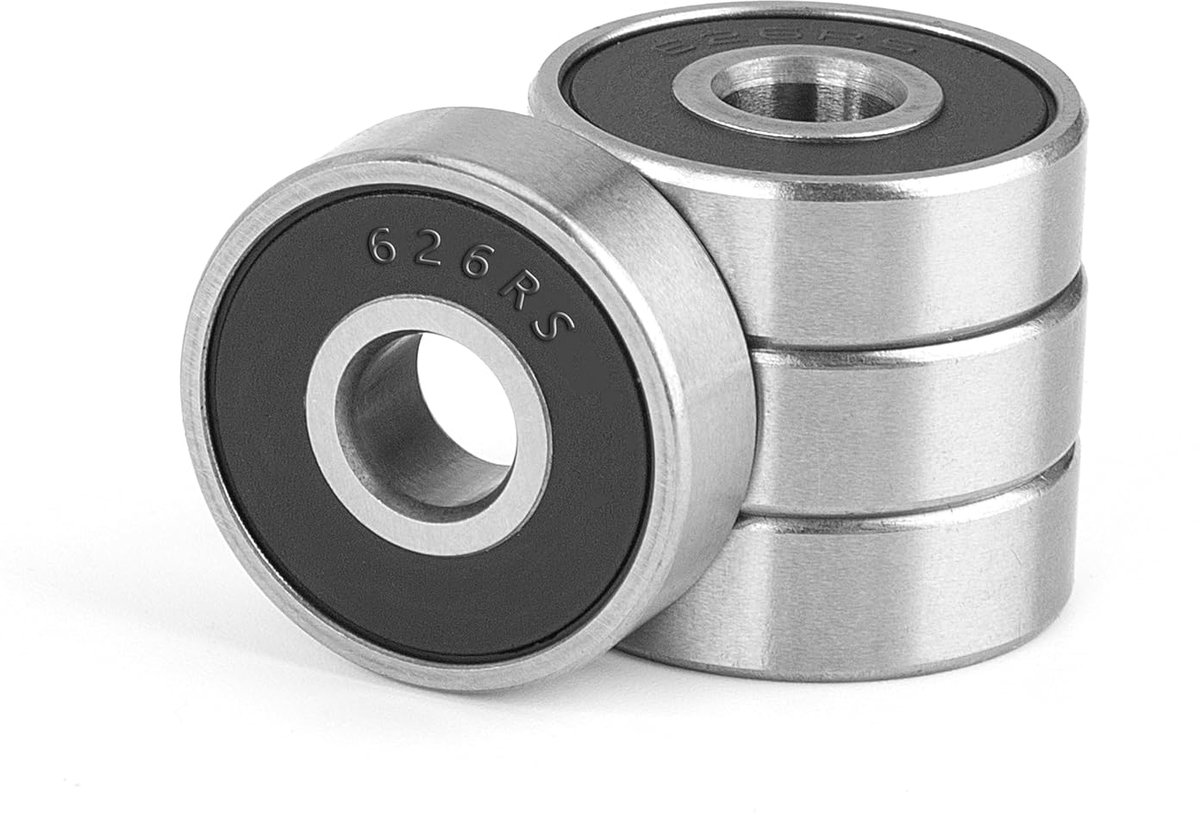 Kogellagers 626-2RS Dubbel waterdicht 6 x 19 x 6 mm Chrome staal met rubber afdichting Ideaal voor skateboards ShopVlot