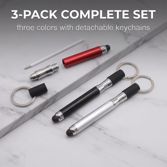 Set van 3 universele styluspen voor tablet en mobiele telefoon, capacitieve stylus met hoge precisie, compatibel met (rood, zwart, zilver) — afbeelding 2