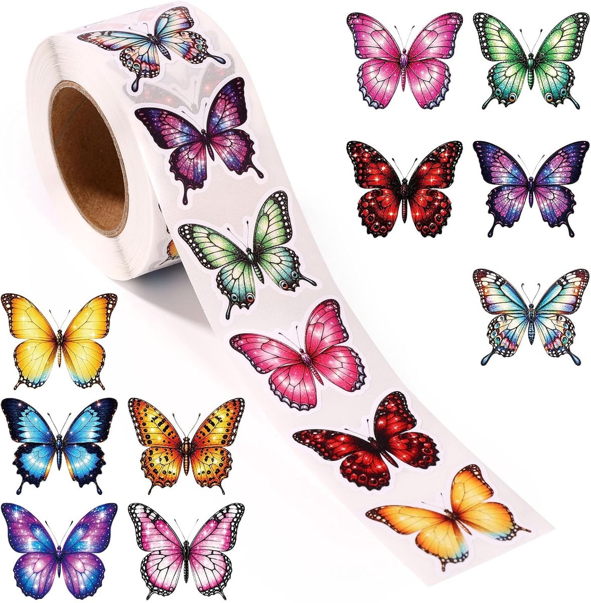 500st Vlinderstickers, 3,6x3cm Zelfklevende Vlinderetiketten Kinderen en Volwassenen Waterdichte Decoratieve Stickers voor Cadeauverpakkingen Scrapbooking Enveloppesluitingen en Knutselprojecten