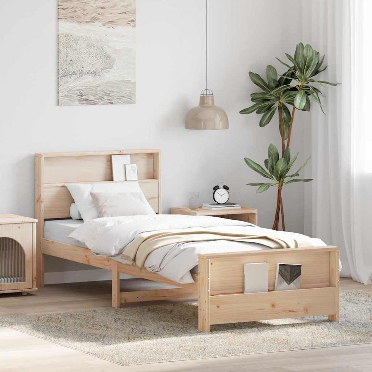 Grenenhout Modern Platformbed Hoofdeinde Naturel 80 x 200 cm