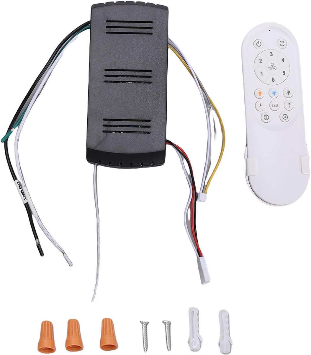 Universele afstandsbediening voor plafondventilator met licht, instelling 6 snelheden, timer 2H 4H, helderheidscontrole, ontvangerset voor plafondventilatoren