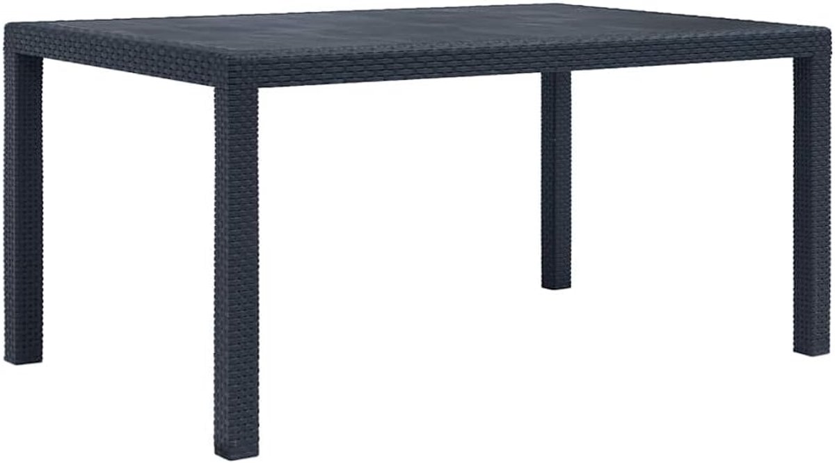 150x90x72 cm Rattan-Look Kunststof Antraciet Buitentafel Eettafel Weerbestendig Tuinmeubel Terrastafel Lichtgewicht Eetkamertafel Buiten