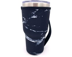 Neopreen Iced Coffee Cup Sleeve Neopreen Geïsoleerde Mouwen Cup Cover Houder Idee voor 32oz - 32oz Tumbler Cup,Trenta Starbucks, Grote Dunkin Donuts (alleen Cup Sleeves) (Marmer Zwart)