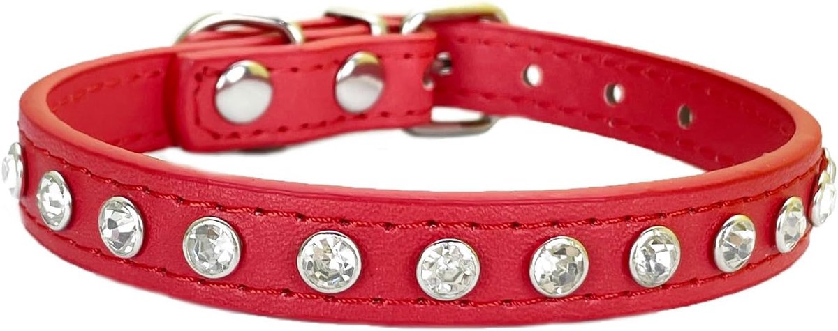 Hondenhalsband met Diamanti voor Katten Kleine Honden - Rood - XXS