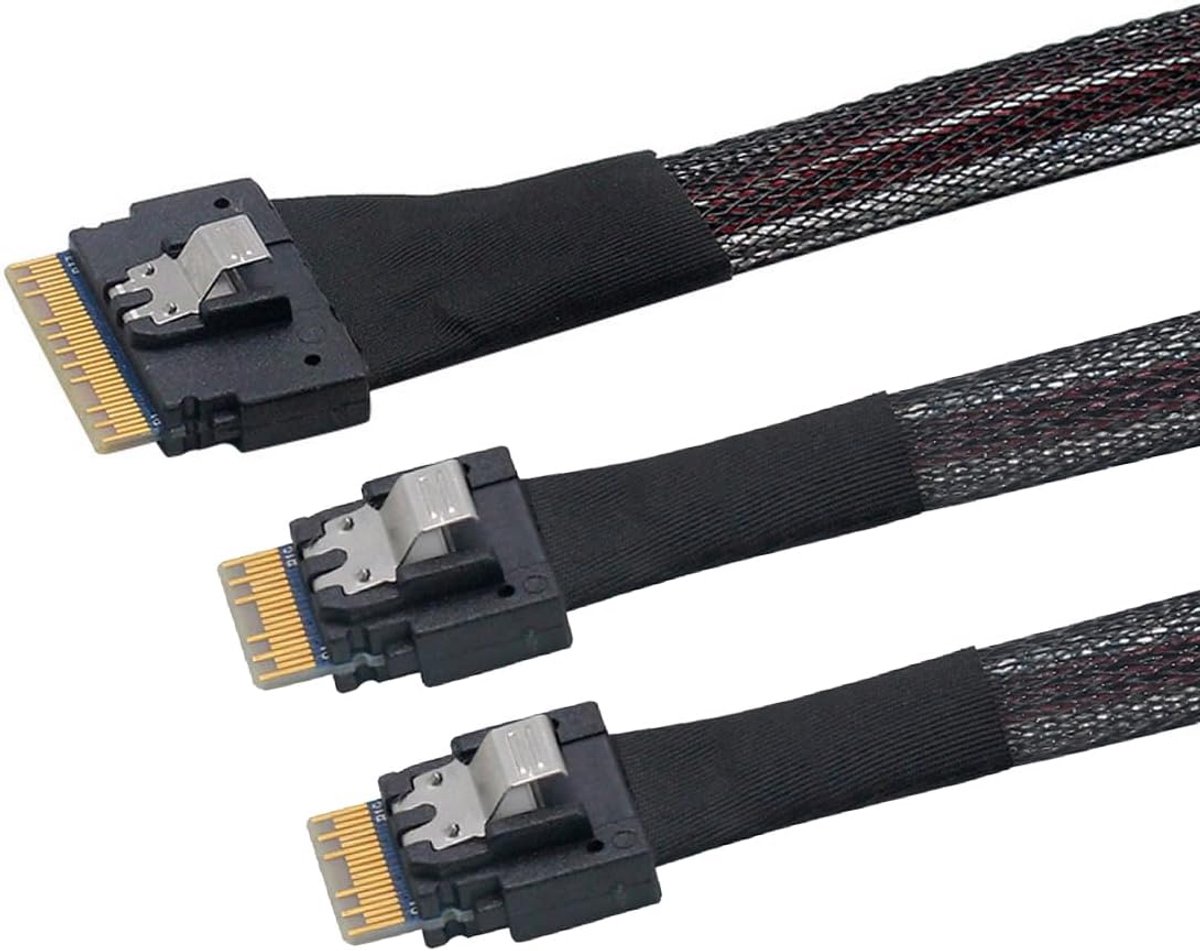 Bifurcatie virtuele RAID PCI-E Ultraport Slimline SAS Slim PCIE 4.0 SFF-8654 8i 74-pins naar dubbele SFF-8654 4i 38-pins kabel 50 cm PCI