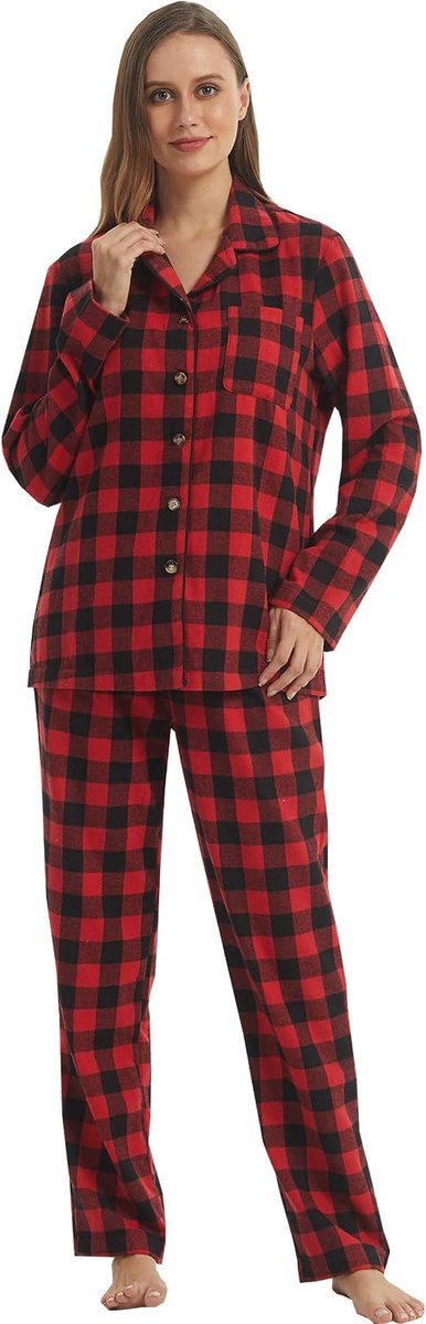 Pyjama voor dames, geruite flanellen loungewear sets, tops en pyjama's met lange mouwen, pyjama voor dames, ultrazachte nachtkleding