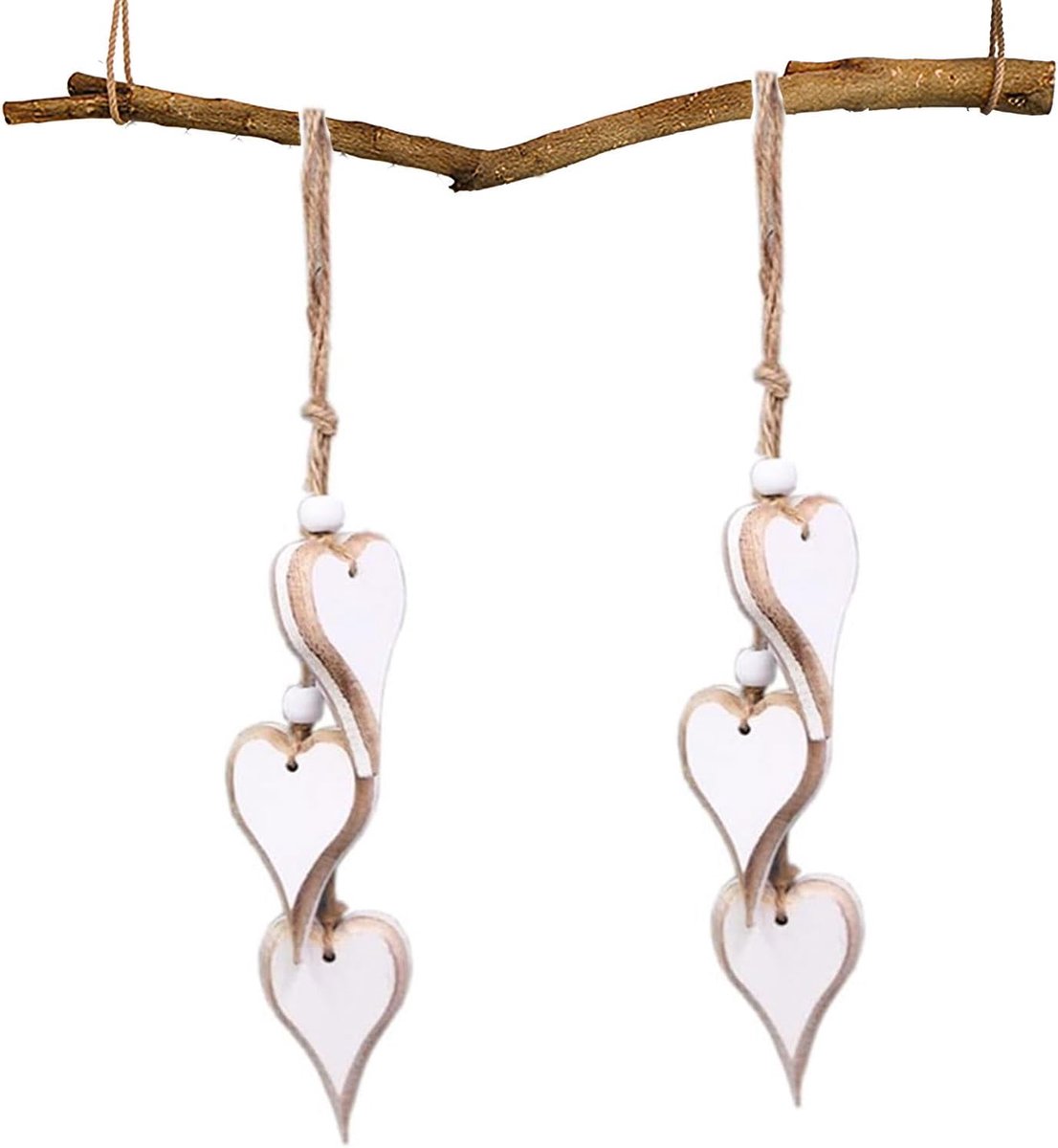 2 stuks houten hangers met ornamenten, decoratie voor ramen, hartdecoratie, voor huis en cadeau, kunsthandwerk