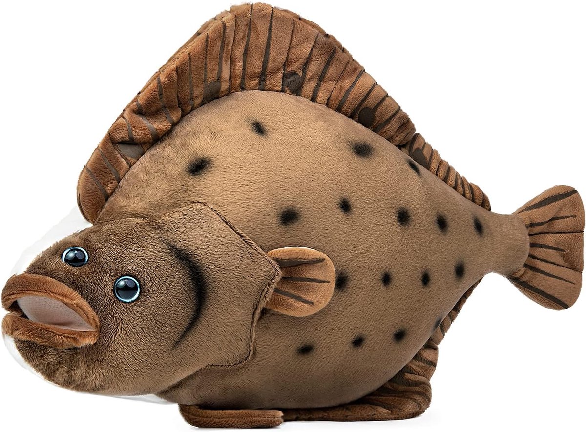 Lilizzhoumax Simulatie Platvis Pluché 40cm/16inch Realistisch Gevulde Dieren Knuffel Schattig Knuffelbaar Grappig Super Zacht Collectie Zee Dieren Huisdecoratie Cadeau voor Jongens Meisjes Kinderen
