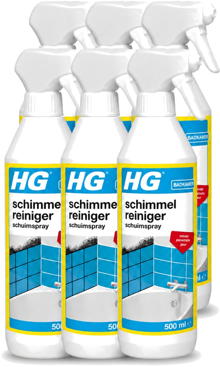 6 x HG - Sanitair - Schimmelreiniger - Schuimspray - 500 ml - Voordeelverpakking - 6 stuks