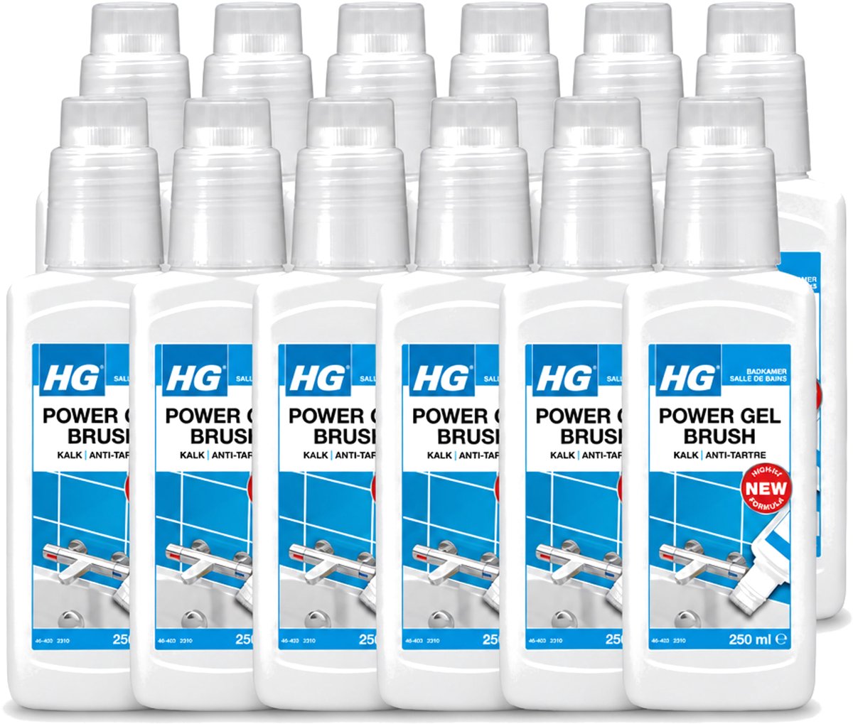 12 x HG - Badkamer - Power Gel Brush - Kalk - Agressief - 250 ml - Voordeelverpakking - 12 stuks