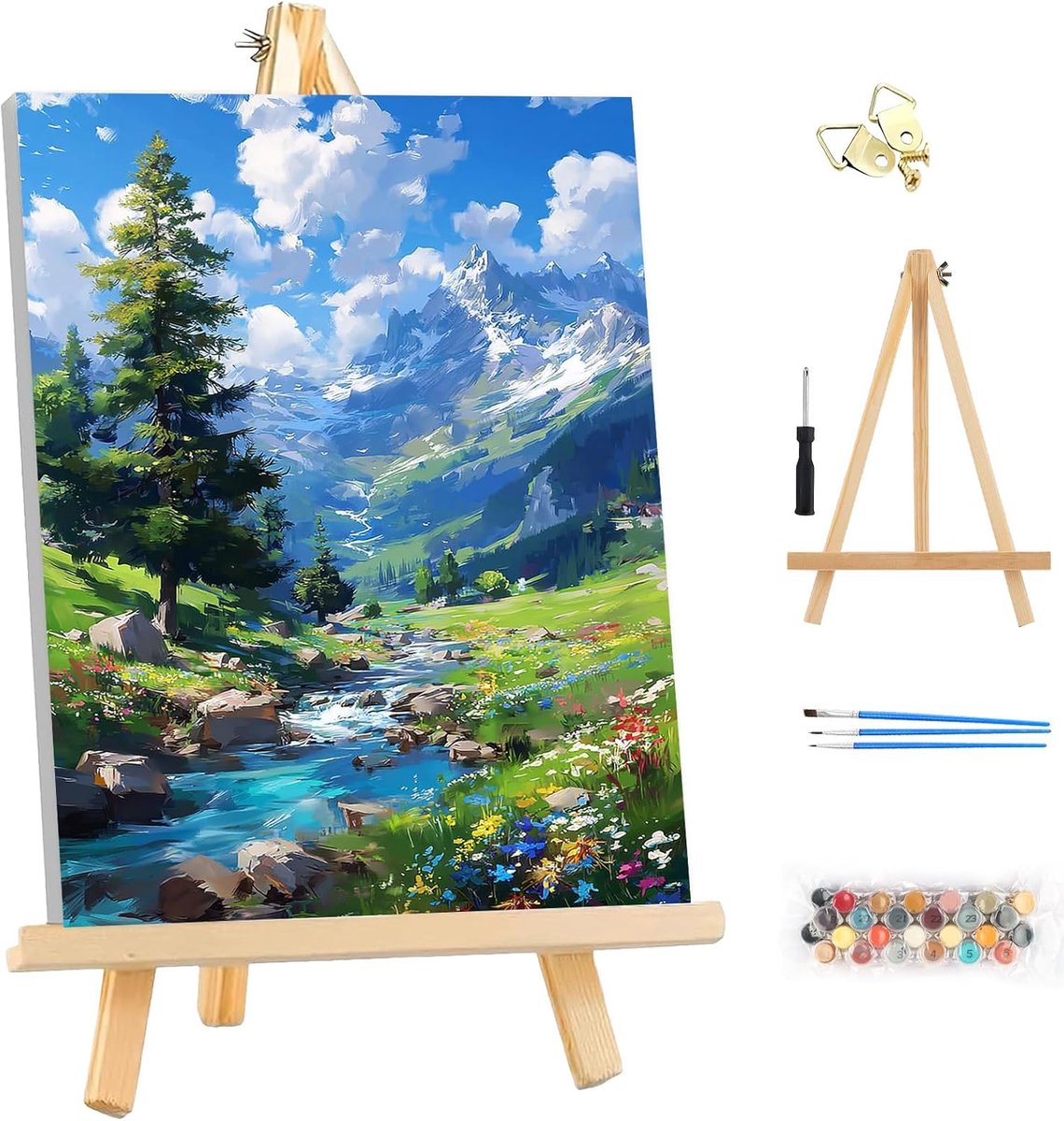 Paint by Numbers 25x35cm - Canvas met Frame - Landschap Berg - Creatieve Hobby voor Thuis - ShopVlot