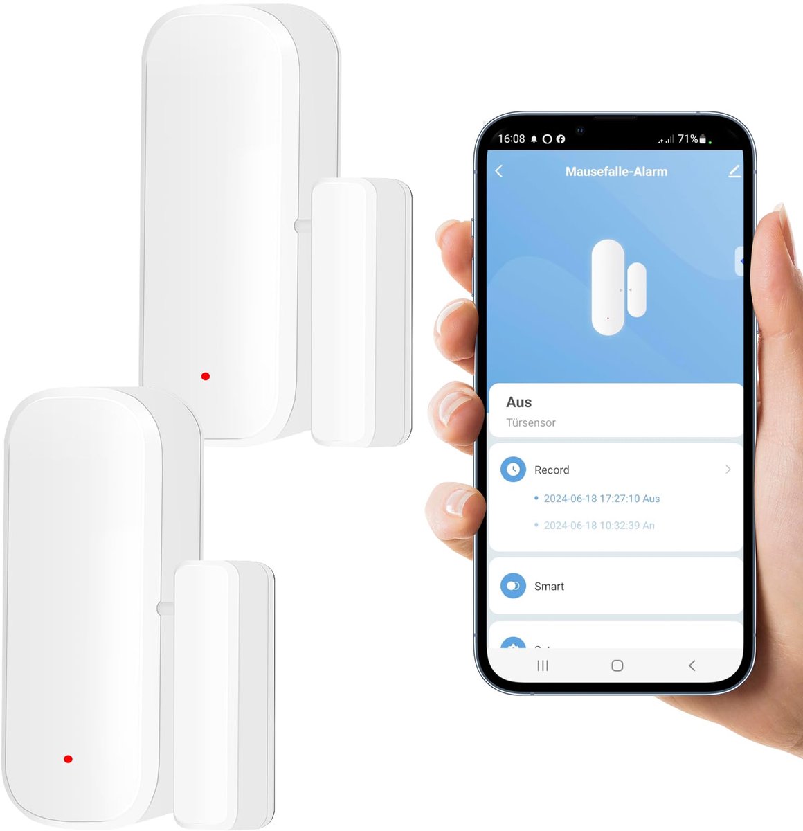 GOEDCH 2-delige set wifi-deursensor-detector, intelligent: raamsensor, draadloos, Smart Tuya deursensor, gratis - ShopVlot