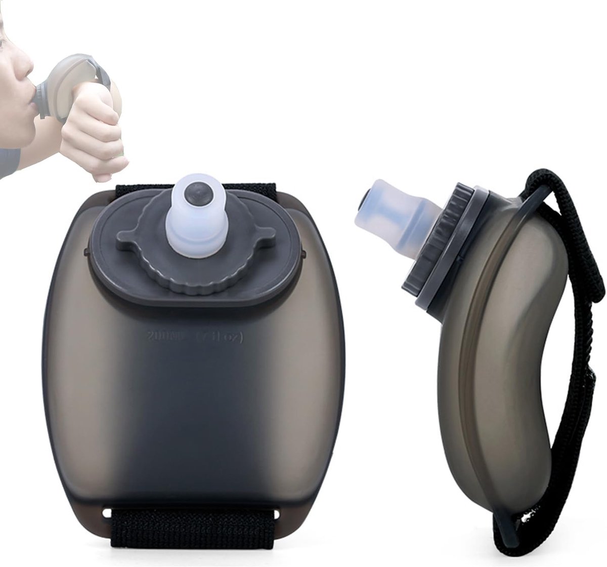 200 ml siliconen waterfles voor de pols, licht, opvouwbaar, draagbaar, voor reizen en fietsen, BPA-vrij, lekvrij