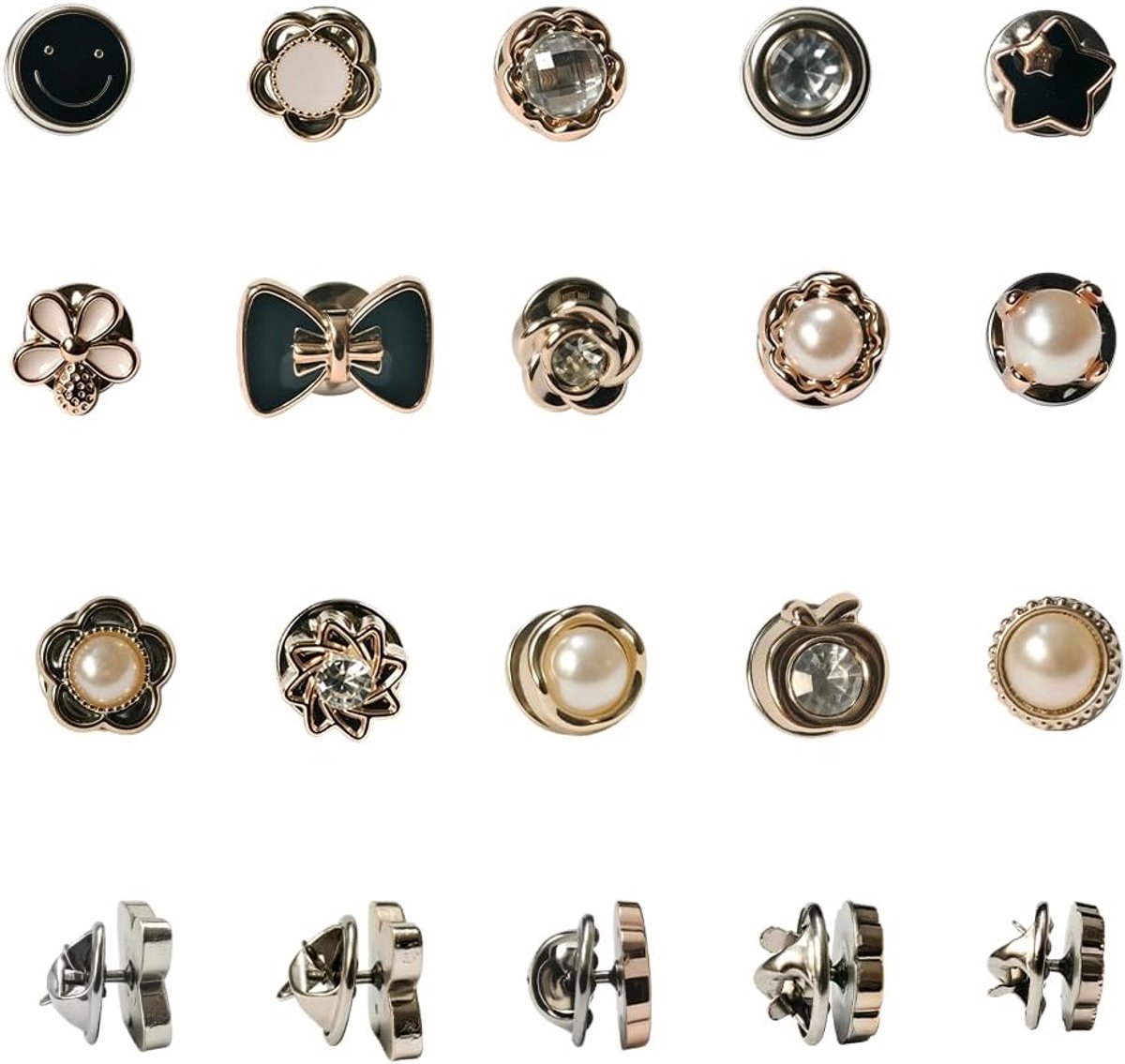 Knopen, 20 stuks broches voor kleding, afneembaar zonder naaien, jeanspinnen, overhemdknopen, instantknopen voor jeans, truien en doe-het-zelfdecoratie