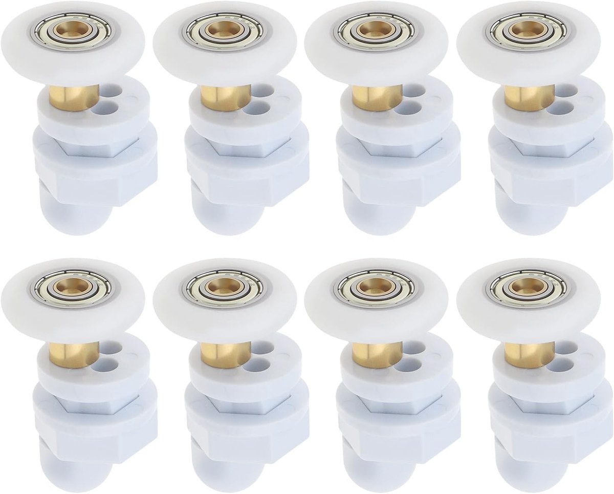 8 stuks douchedeurrollen: ultrastil, vervangende lopers, 25 mm roldiameter, geschikt voor 4-6 mm glazen deuren, moderne stijl, wit