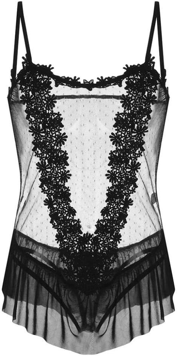 Lingerie & ondergoed Erotische Lingerie Vrouwen Porno Ondergoed Doorzichtige Kant Nachtkleding Verleiding Uitgesneden Kostuum Sexy-Black_S