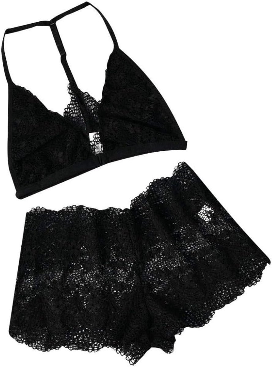 Vrouwen Plus Size Kant Sexy Lingerie Sexy Transparante Nachtkleding Beha G-string Ondergoed Nachtkleding