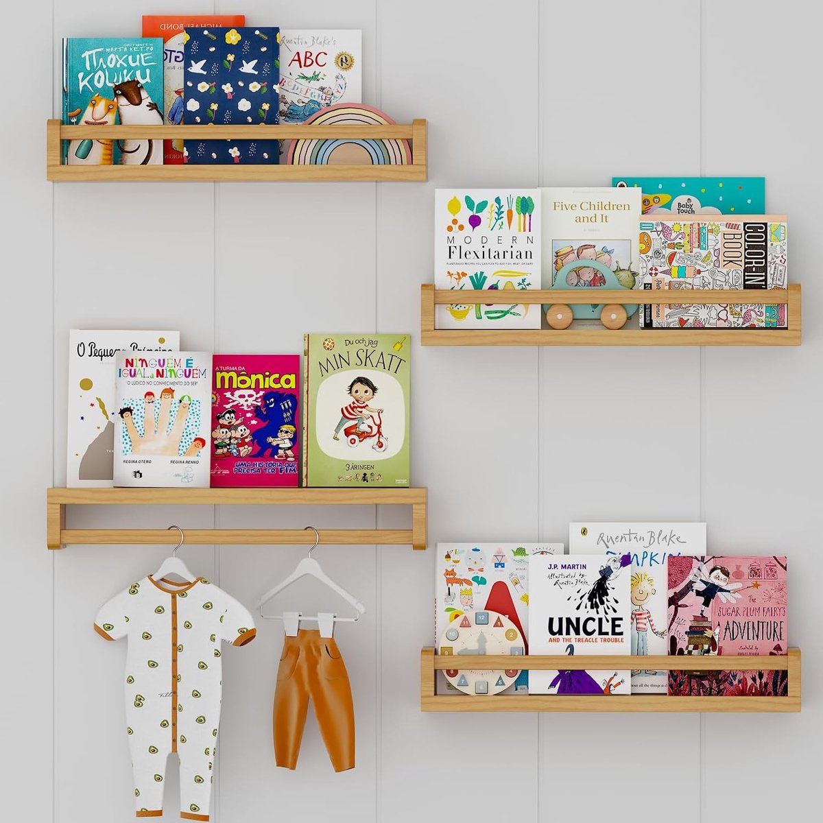 Zwevende planken Massief Natuurlijk Hout 40cm boekenplank kinderkamer Muur gemonteerde zwevende boekenplanken decor voor Kinderkamer, Badkamer, Keuken