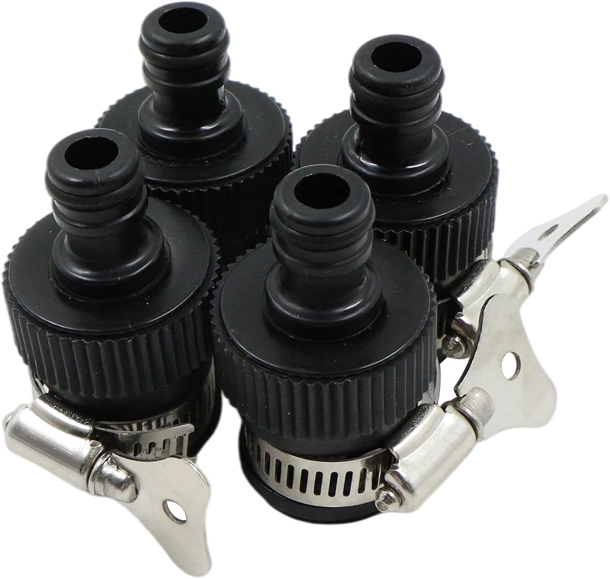 Adapter Tuinslang Kraan Snelkoppeling Adapter - Verbindingsstuk van PP en rubber, Zonder Draad Connector Geschikt voor ronde kranen: 15-24 mm Buitendiameter. 4 stuks