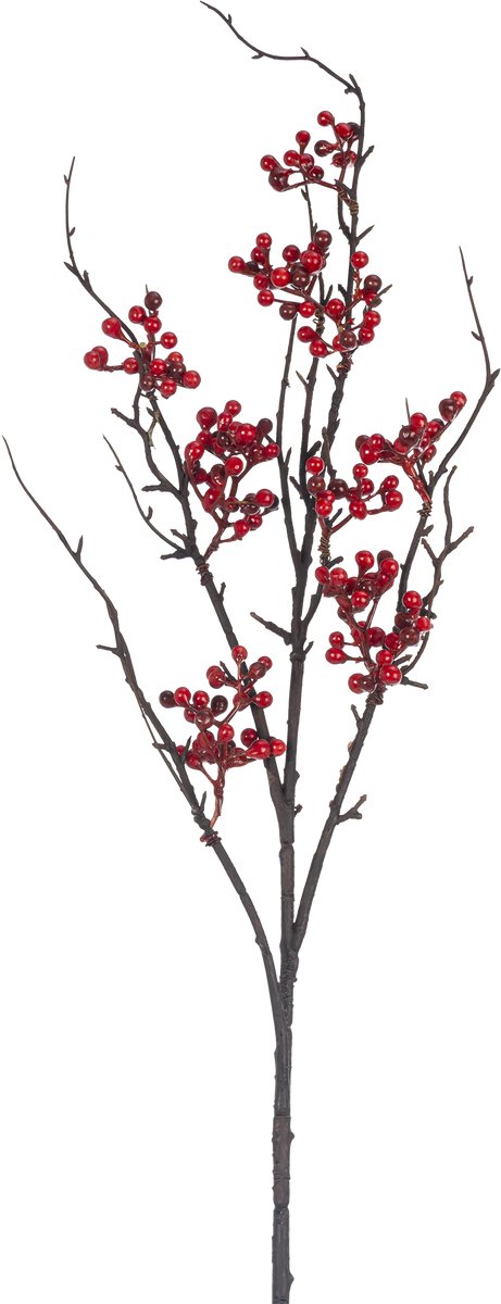 Easyplants | Kunsttak Berry 93 cm rood | Zijde | Nepbloemen | rood | Onderhoudsvrij | Kant-en-klaar