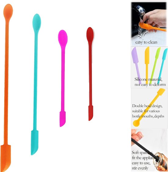 Spatels Silicone, Multifunctionele Herbruikbare Kleine Rubber Make-up Lange Lepel, voor Keuken Voedsel Bakken Koken Beauty Make-up Cosmetica Lotion Resin Handgemaakte Palet (Oranje rood — afbeelding 2