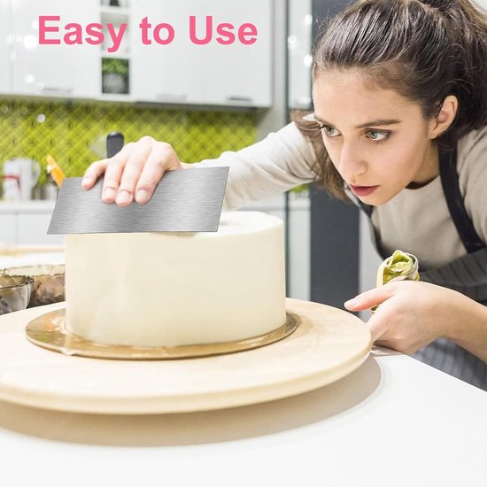 Spatels taartschraper roestvrij staal 22 x 8 cm zilver voor verschillende vormen van kam-taartranden, taartspatel taartschraper voor mousse botercrème taartdecoratie — afbeelding 3