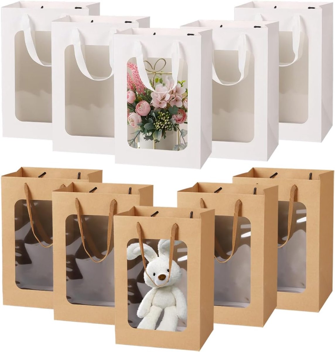 10 Stuks Cadeauzakjes Met Venster, Inpakzakken Met Transparant Venste